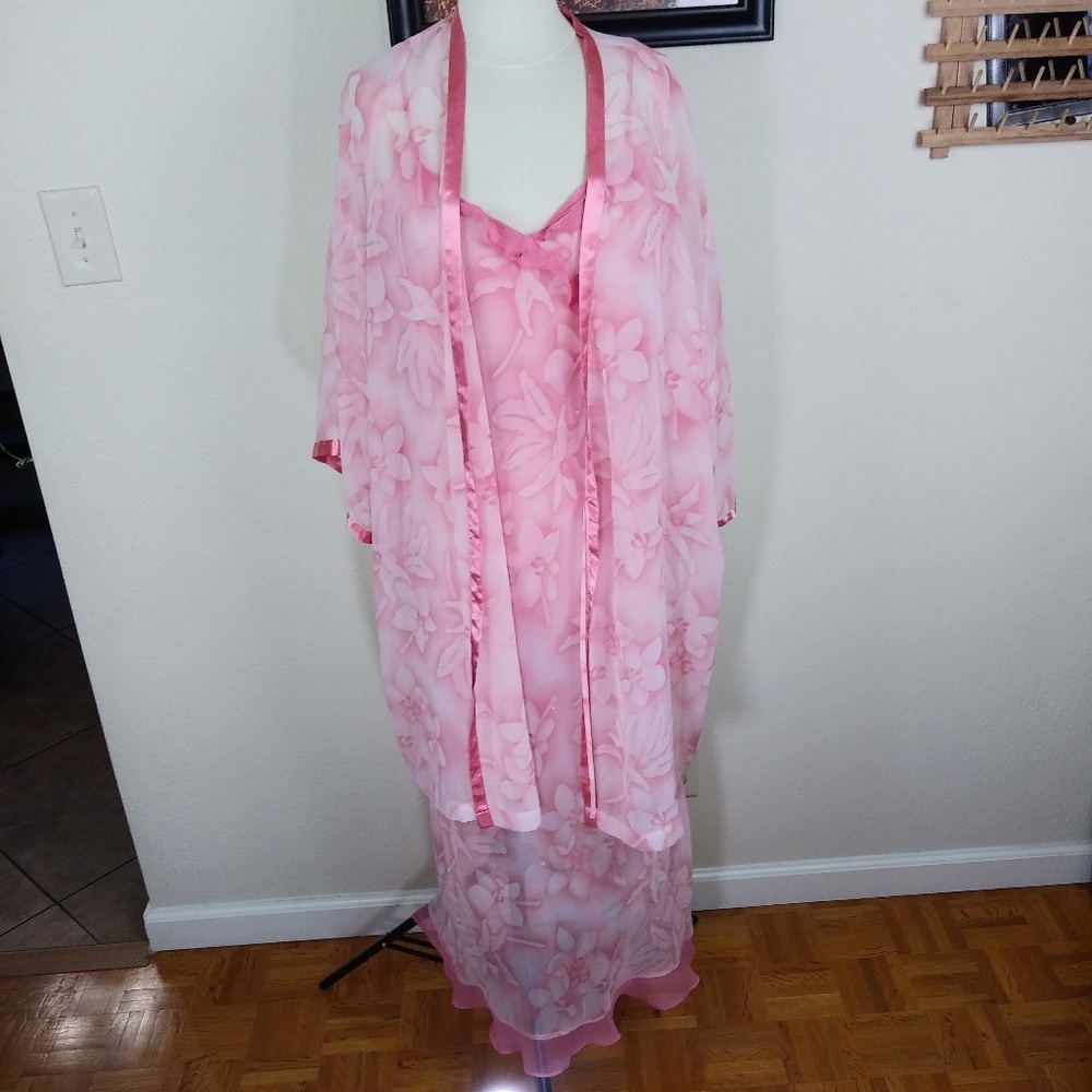 VTG Valerie Stevens Lingerie Robe & Slip Med